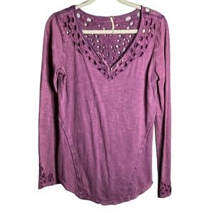 Free People Purple Lace Detail Top
